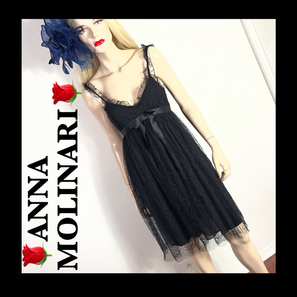Anna Molinari Black Lace Dress